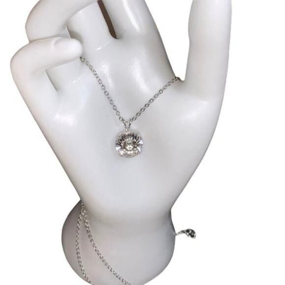 Swarovski Large Clear Round Crystal Pendant On Silver Chain Necklace - Picture 3 of 16